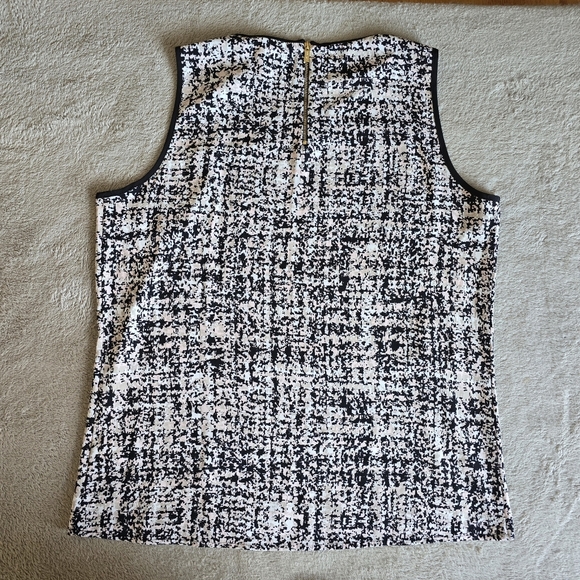 Calvin Klein pink and white sleeveless blouse black trim size large - Picture 8 of 12